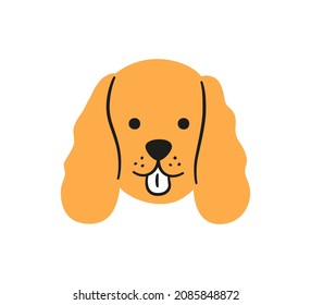 Cute cocker spaniel face. Dog head icon. Doodle dog portrait. Hand drawn vector illustration isolated on white background.