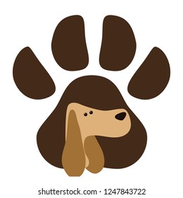 cute cocker spaniel in the paw print 