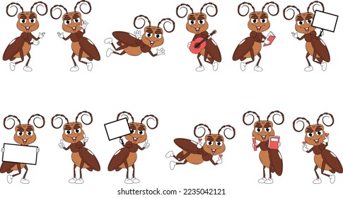 cute cockroach animal cartoon illustration
