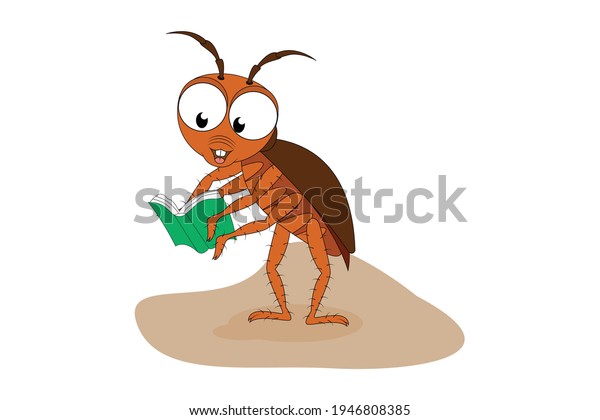 Cute Cockroach Animal Cartoon Read Book Stock Vector (Royalty Free ...