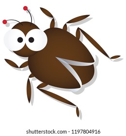 Cute cockroach with big googly eyes cartoon vector illustration