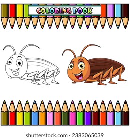 Cute cockroach cartoon for coloring book