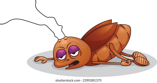 Cute Cockroach Cartoon Faint  Illustration 