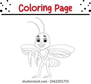 Cucaracha linda para colorear página. Libro para colorear insectos y bichos para niños