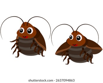 Cute cockroach on white background.