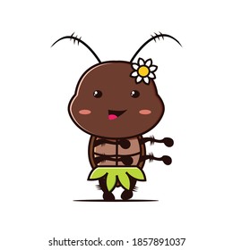 cute cockroaches dancing to hawaiian dance vector design