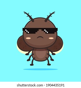 cute cockroaches wearing swag glasses, swag cockroaches flat design vector, cute cockroaches for mascot,logo,flyer banner,landing page ,editable design