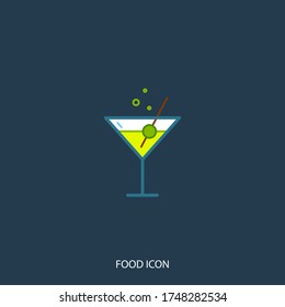 cute cocktail icon isolated on background. Symbol, logo. Vector illustration