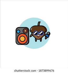 Cute coco bean mascot illustration design singing
