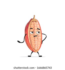 süße Kakaobohnen Charakter leckere Maskottfrucht Persönlichkeit gesunde Ernährung Konzept einzeln Vektorillustration Illustration