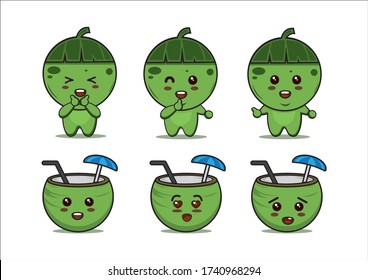 cute coconut character cartoon illustration design