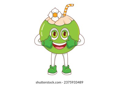 Cute Coconut Character Design Illustration