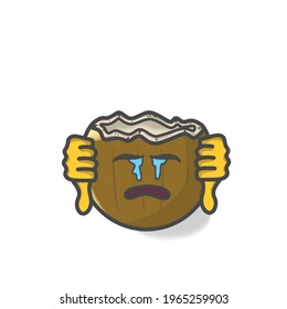 Cute Coconut Character Flat Cartoon Vector Template Design Illustration