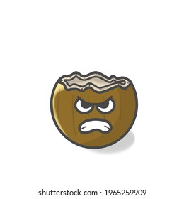 Cute Coconut Character Flat Cartoon Vector Template Design Illustration
