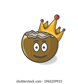 Ilustración de diseño de plantilla de vectores de dibujos planos de caracteres de coco de corte