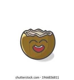 Ilustración de diseño de plantilla de vectores de dibujos planos de caracteres de coco de corte