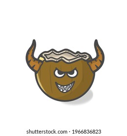 Cute Coconut Character Flat Cartoon Vector Template Design Illustration