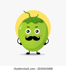 Cute coconut character with mustache
