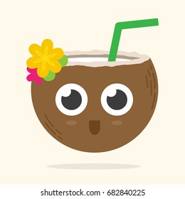 Cute Coconut Drink With Face