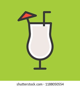 cute coconut filled outline icon editable stroke
