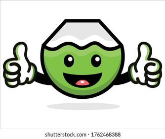 cute coconut fruit mascot character
