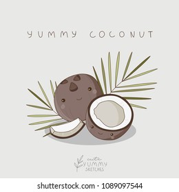 Cute coconut with funny face