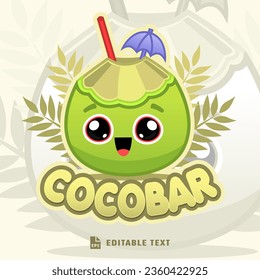 Cute Coconut Logo Cartoon Character