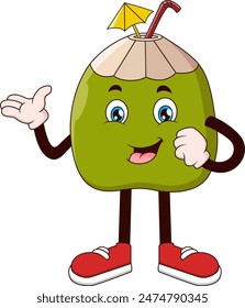 Cute coconut mascot cartoon posing. Vector illustration