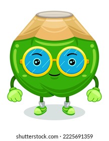 Cute Coconut Mascot Character Vector Illustration