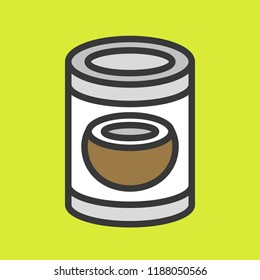 Cute Coconut Milk Or Coconut Oil In Canned, Filled Outline Icon Editable Stroke