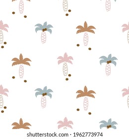 Cute coconut palm tree seamless pattern for kids print, apparel and bedding.