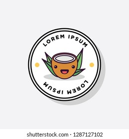 Cute Coconut Sticker Badge Design 