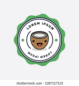 Cute Coconut Sticker Badge Design 