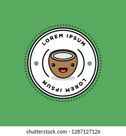 Cute Coconut Sticker Badge Design 