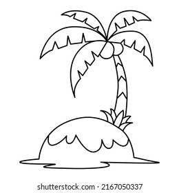 Cute Coconut Tree Cartoon Coloring Page Stock Vector (Royalty Free ...