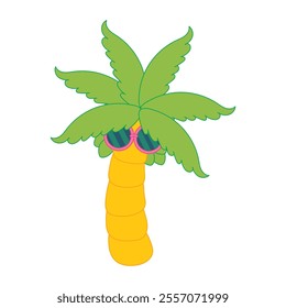 cute coconut tree illustration wearing glasses with pink frames