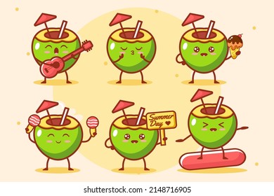 cute coconut with various anatomical styles