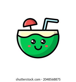 cute coconut water icon illustration vector graphic