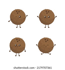 Cute coconuts variant simple vector design set