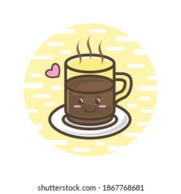 Cute cofee  mug character cartoon illustration flat design
