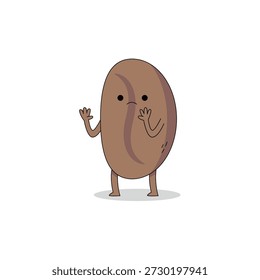 Personagem de desenho animado de feijão de café bonito com mão até doodle assustado