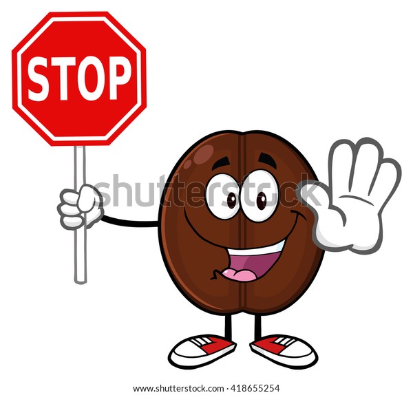 Cute Coffee Bean Cartoon Mascot Character Stock Vector Royalty Free 418655254
