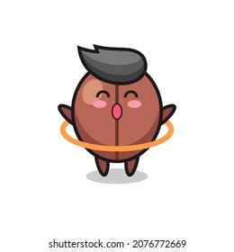 cute coffee bean cartoon is playing hula hoop , cute style design for t shirt, sticker, logo element