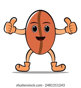 cute coffee bean character mascot icon, editable vector hand drawn