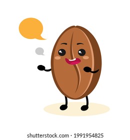 Cute Coffee Bean Character In Vector Illustration