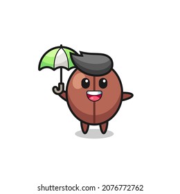 cute coffee bean illustration holding an umbrella , cute style design for t shirt, sticker, logo element