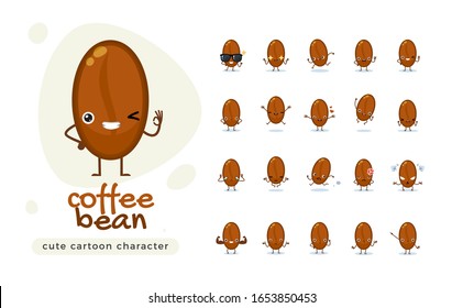 The Cute Coffee Bean. Isolated Vector Illustration