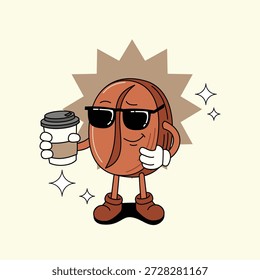 Cute Coffee Bean Mascot Character Cartoon Vector Illustration
