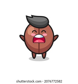 cute coffee bean mascot with a yawn expression , cute style design for t shirt, sticker, logo element