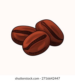 Linda Ilustración vectorial de granos de café – Colorido simple icono de semilla de café para café, bebida, embalaje y diseño de marca